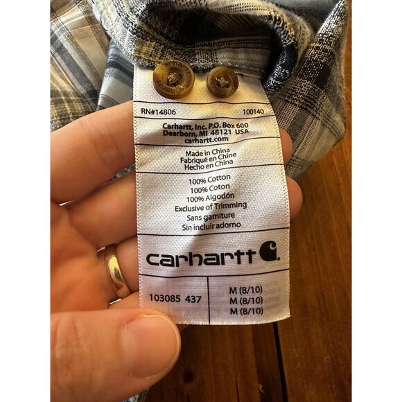 Carhartt Women’s Plaid Button Up Shirt Size Medium Folklore Camping Outdoor Work - Picture 11 of 11